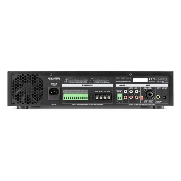 Power Dynamics PDW360MP3 Amplificateur 100V 6 Zones avec Bluetooth