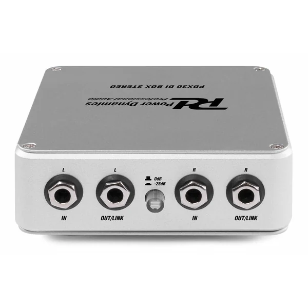 Power Dynamics PDX30 - Boîtier DI Stéréo, Compatible Batterie - Aluminium