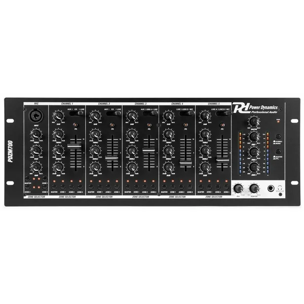 Power Dynamics PDZM700 Table de Mixage USB 4 Zones 5 canaux