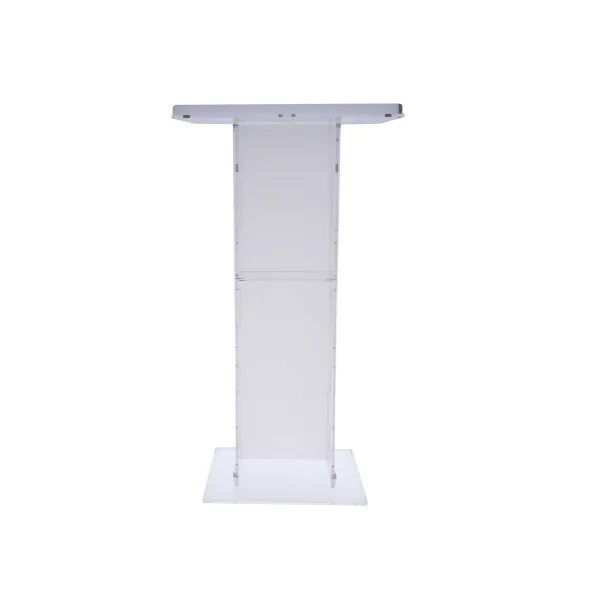 Pupitre de conférence en plexiglas hauteur 1m10 plateau 60 x 45 cm