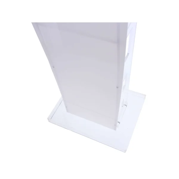 Pupitre de conférence en plexiglas hauteur 1m10 plateau 60 x 45 cm