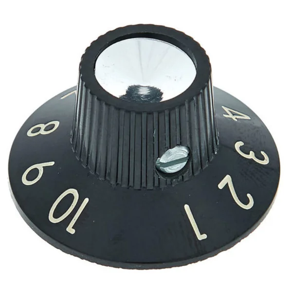 Pure Vintage Black-Silver Skirted Amplifier Knobs 6-Pack