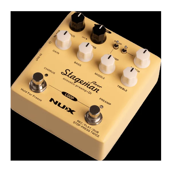 Pédale d'Effet NUX - STAGEMAN-FLOOR - Préamp acoustique, looper, 3 FX, sortie DI