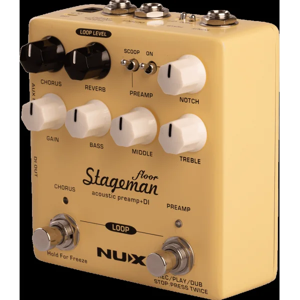 Pédale d'Effet NUX - STAGEMAN-FLOOR - Préamp acoustique, looper, 3 FX, sortie DI