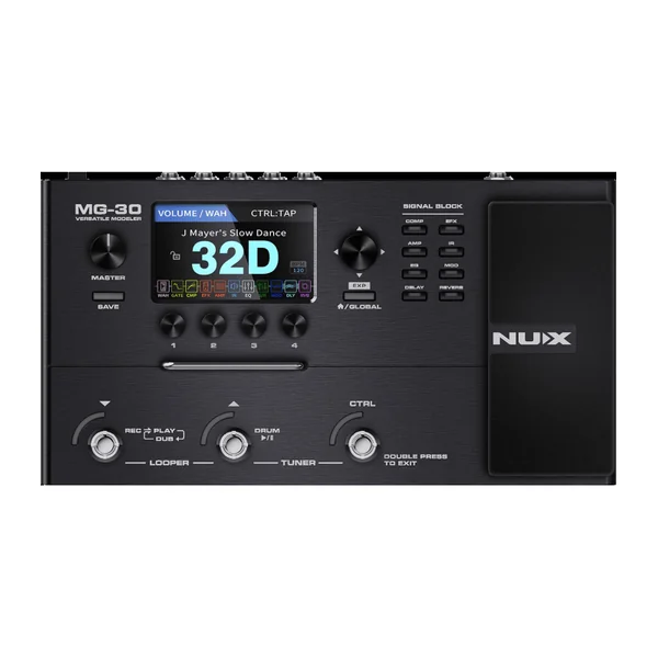 Pédalier Multi-Effets NUX - MG30 - 3 switchs, LCD 4", pédale d'expression