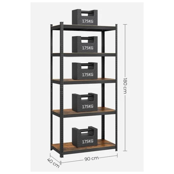 Rack de rangement Design 5 niveaux Rayonnage métallique Etagère métallique industrielle Charge lourde 875 kg