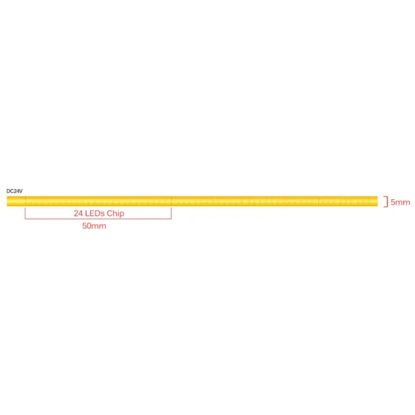Ruban de led cob largeur 5mm rose 24v 480 leds 5W/m 5M