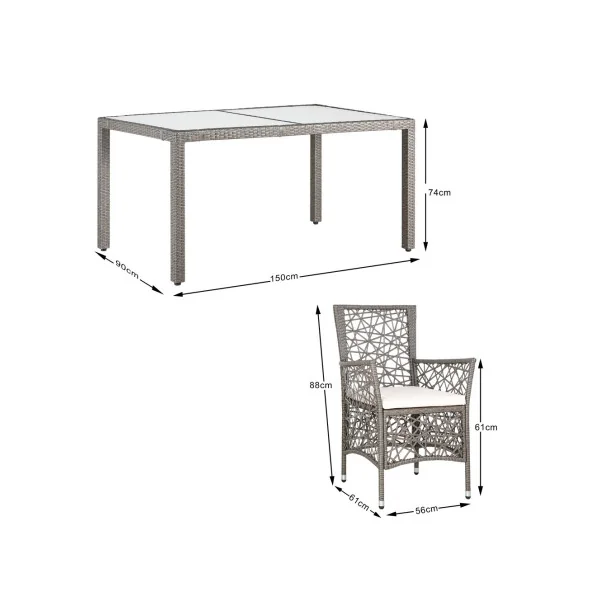 Salon de jardin 6 places en résine tressée crème et beige salon extérieur table de jardin avec chaises