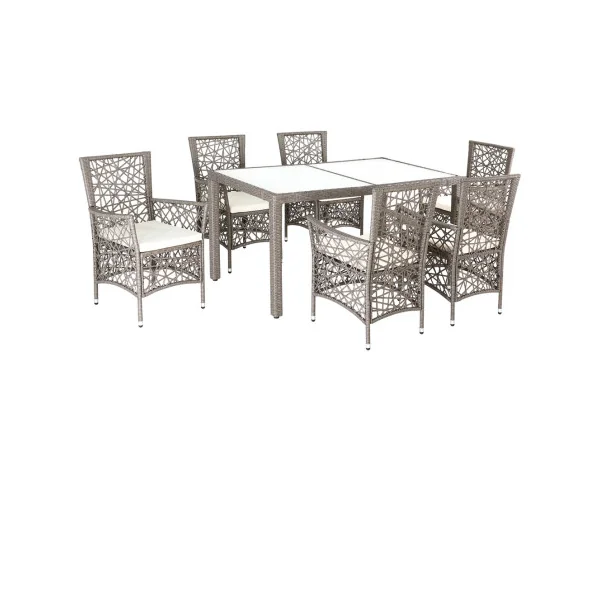 Salon de jardin 6 places en résine tressée crème et beige salon extérieur table de jardin avec chaises