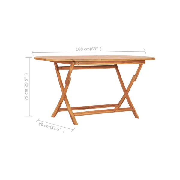 Salon de jardin en Teck 6 chaises 1 table Salon extérieur Pliable Table de jardin avec chaises