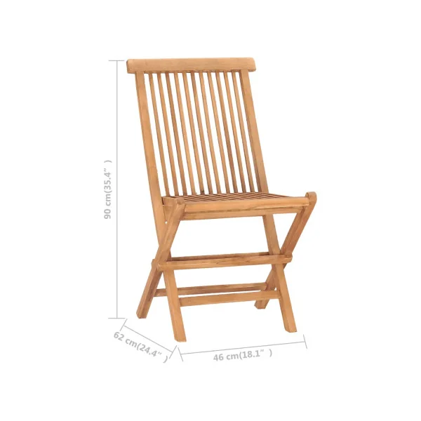 Salon de jardin en Teck 6 chaises 1 table Salon extérieur Pliable Table de jardin avec chaises