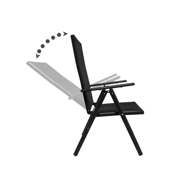 Salon jardin 6 places en aluminium anthracite et noir table de jardin avec plateau verre 5mm avec 6 chaises pliantes