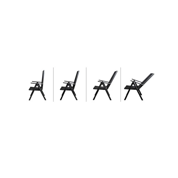 Salon jardin 6 places en aluminium anthracite et noir table de jardin avec plateau verre 5mm avec 6 chaises pliantes
