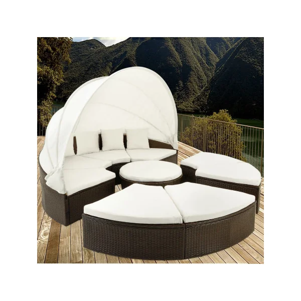 Salon jardin brun foncé résine tressée noir 230 cm de diamètre Canapé de jardin mobilier de jardin mobilier extérieur