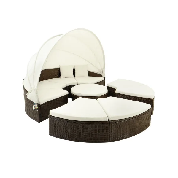 Salon jardin brun foncé résine tressée noir 230 cm de diamètre Canapé de jardin mobilier de jardin mobilier extérieur