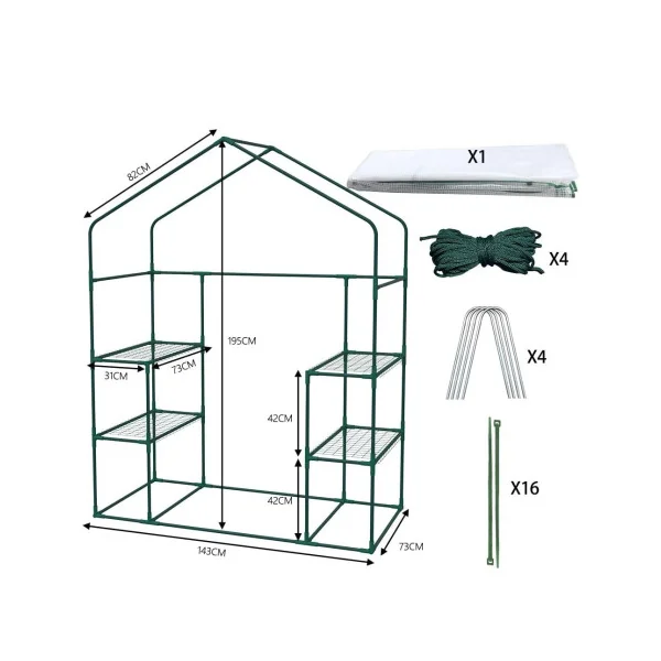Serre de jardin 143x73x195cm avec étagère Serre plantes Serre Semi