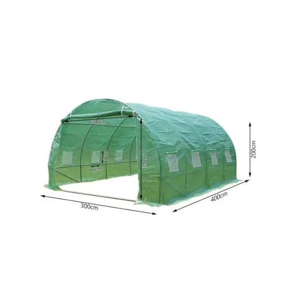 Serre de jardin galvanisé 4x3x2m verte Serre potager Serre maraicher Serre tunnel 12m²