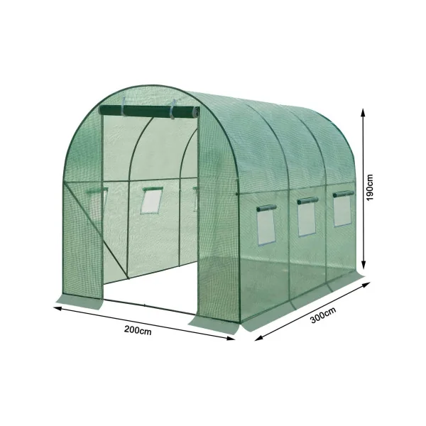 Serre de jardin galvanisé Verte 3x2x2m 6m² Serre potager Serre maraicher Serre tunnel