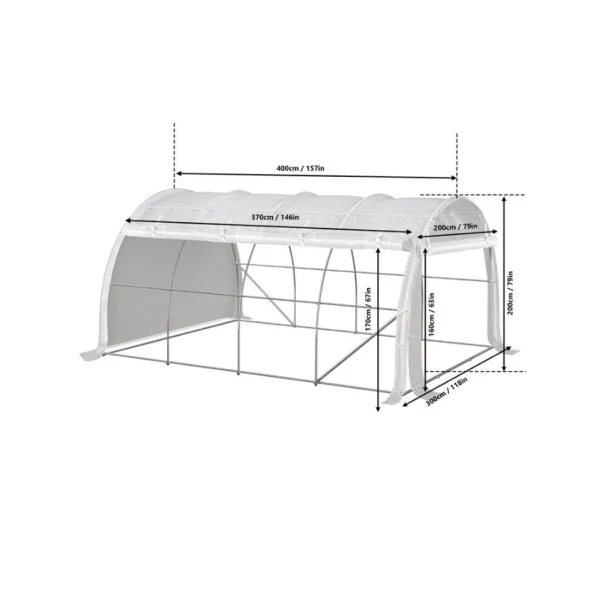 Serre de jardin Transparente 4x3x2m bâche relevable Serre potager Serre maraicher Serre tunnel 12m²