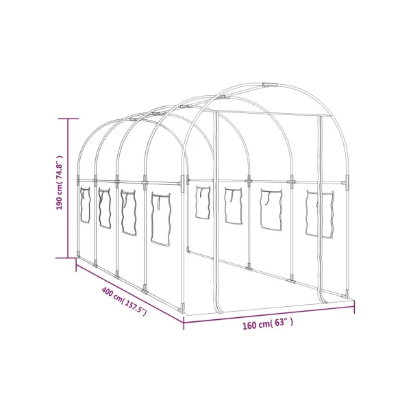 Serre de jardin Transparente 6,40 m² 400x160 cm Serre Tunnel de jardin Serre plantation Serre potager