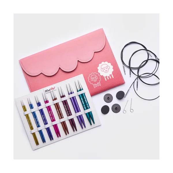 Set de 8 aiguilles circulaires Interchangeable Deluxe Zing 13 cm: L'Élégance et la Performance au Bout des Doigts - Knitpro