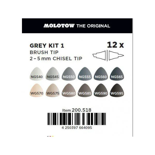 Sketcher Marker Set de 12 Gris n°1