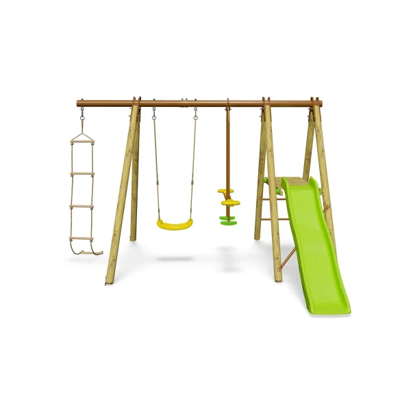 Station de jeux MilWood bois de pin massif Portique avec toboggan balançoire et face à face
