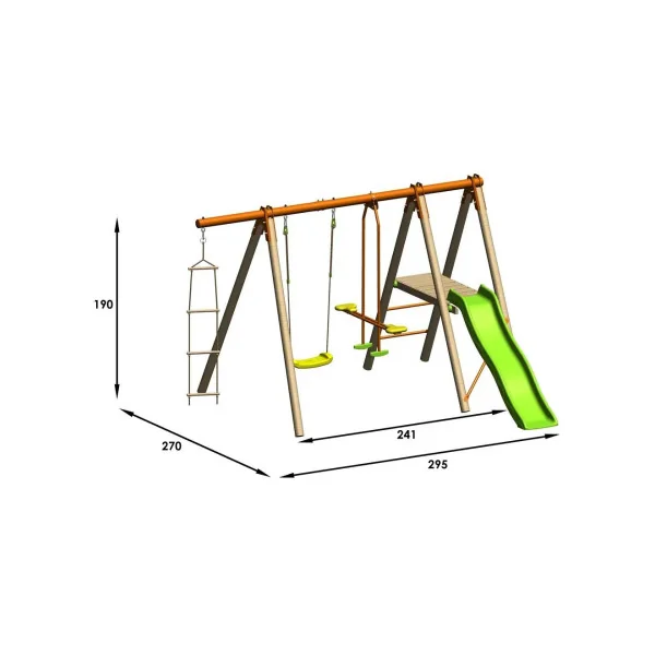 Station de jeux MilWood bois de pin massif Portique avec toboggan balançoire et face à face