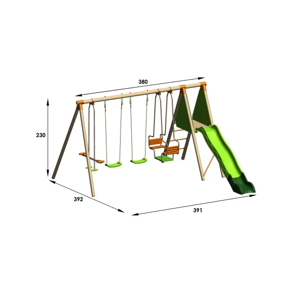 Station de jeux TopWood bois de pin massif Portique avec toboggan balançoire et face à face et nacelle