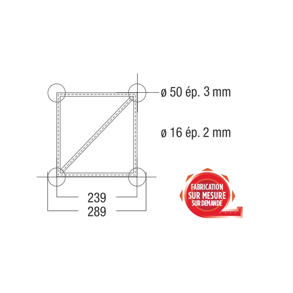 structure carrée ASD SZ290 FC 0M25 Forte charge