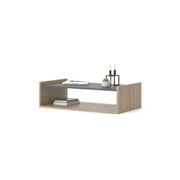 Table basse 90 cm anthracite et chêne Table basse sobre Table basse rectangulaire