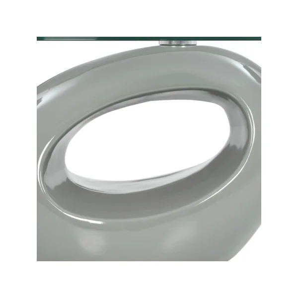 Table basse avec plateau de table en verre ovale table basse gris brillant table salon design