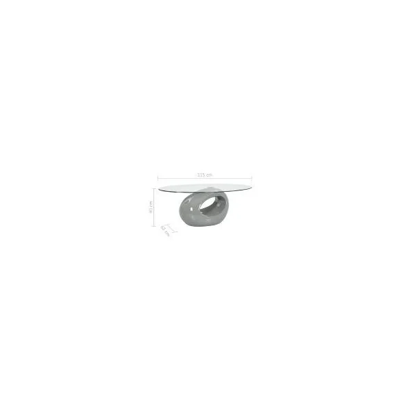 Table basse avec plateau de table en verre ovale table basse gris brillant table salon design