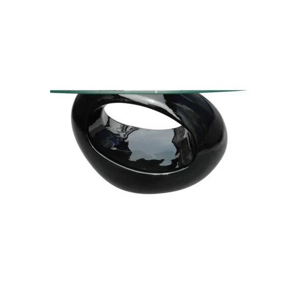 Table basse avec plateau de table en verre ovale table basse noir brillant table salon design