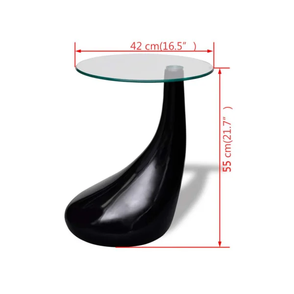 Table basse avec plateau de table en verre rond table basse noir brillant table salon design