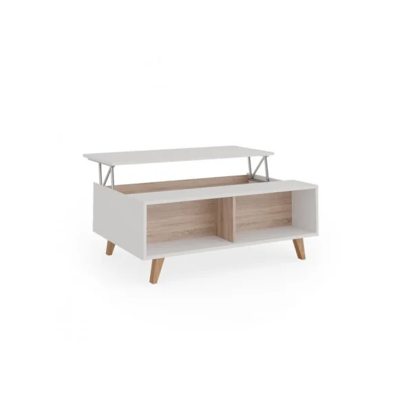 Table basse blanche et chêne table basse design table salon table basse rectangulaire avec plateau relevable