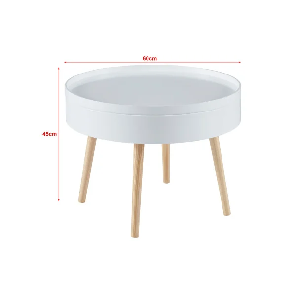Table basse blanche scandinave Table basse avec plateau amovible Table basse avec rangement caché