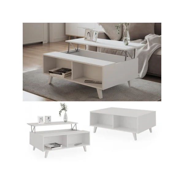 Table basse blanche table basse design table salon table basse rectangulaire avec plateau relevable