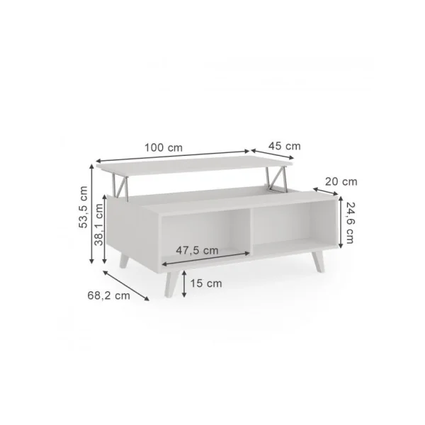 Table basse blanche table basse design table salon table basse rectangulaire avec plateau relevable