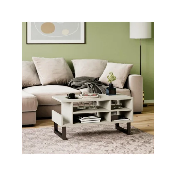 Table basse béton et chêne table basse salon table basse avec rangement