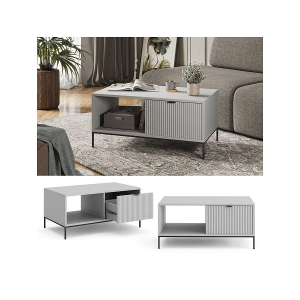 Table basse design grise Table basse rectangulaire Table basse 1 tiroir