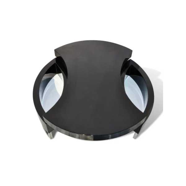Table basse design noir brillant table basse plateau pivotant table de salon