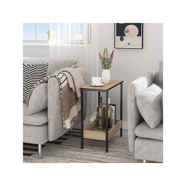 Table basse industrielle Table basse rectangulaire Table salon métal et chêne Table d'appoint