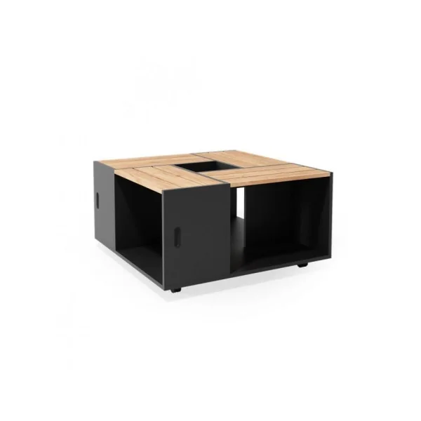 Table basse salon moderne table basse avec rangement anthracite et chêne