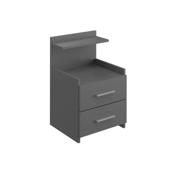 Table de chevet 2 tiroirs anthracite Table de nuit grise Chevet de chambre