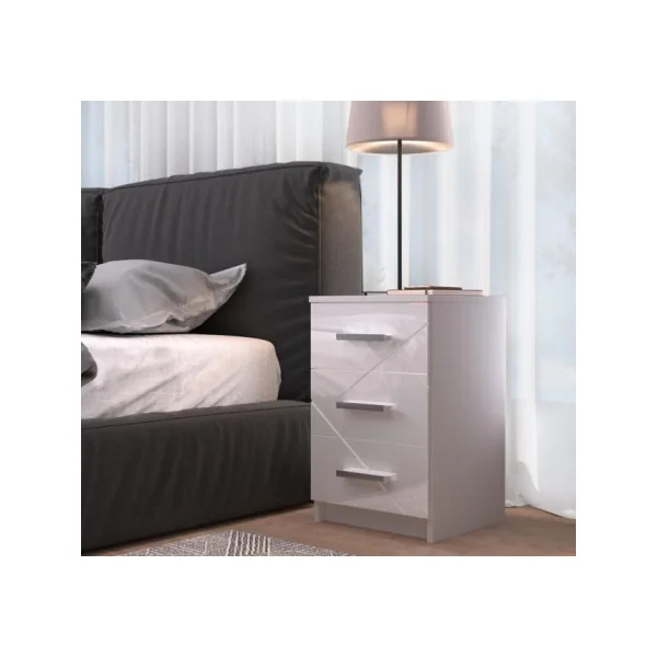 Table de chevet 3 tiroirs blanche design table de nuit moderne blanc chevet de chambre