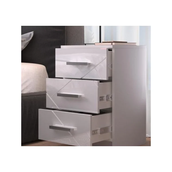 Table de chevet 3 tiroirs blanche design table de nuit moderne blanc chevet de chambre