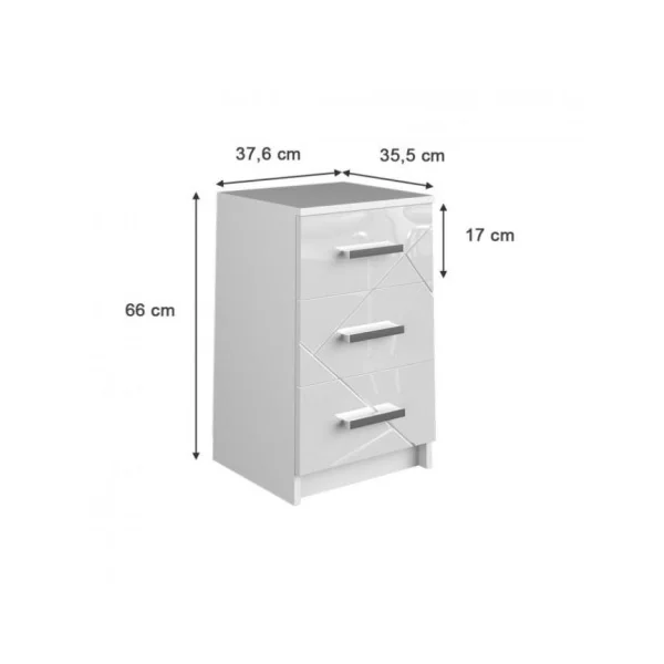 Table de chevet 3 tiroirs blanche design table de nuit moderne blanc chevet de chambre