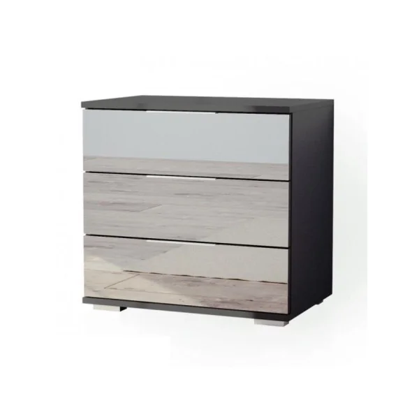 Table de chevet 3 tiroirs miroir table de nuit design noir chevet de chambre
