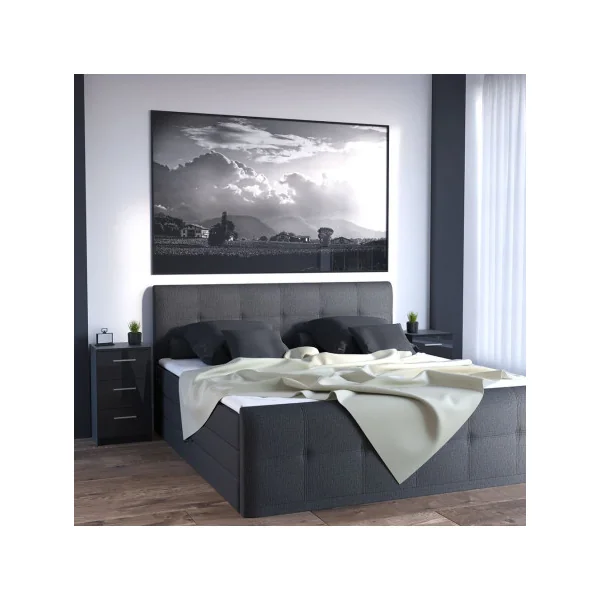 Table de chevet 3 tiroirs noir brillante Table de nuit noir Chevet de chambre